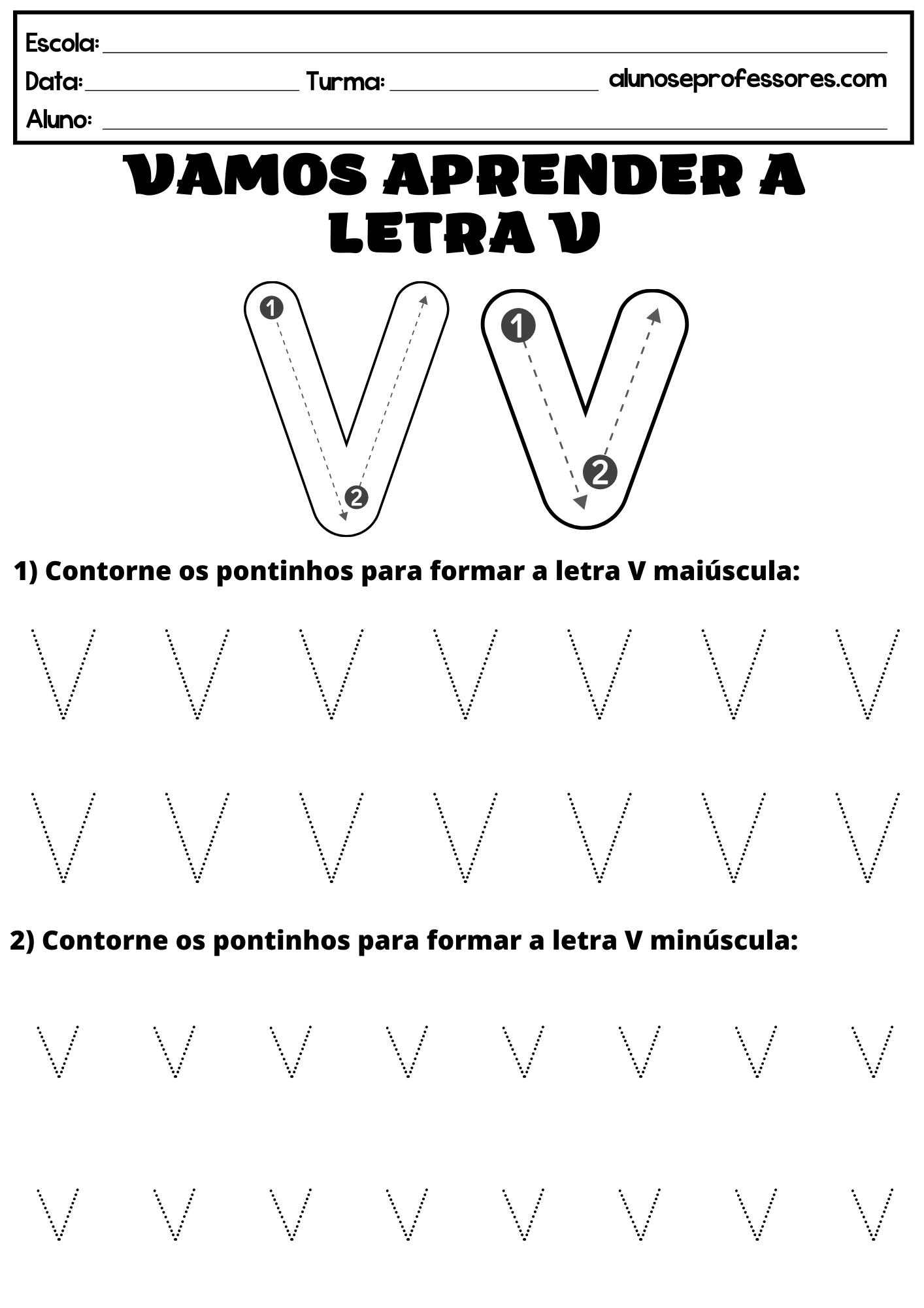atividades com a letra v para educação infantil para imprimir