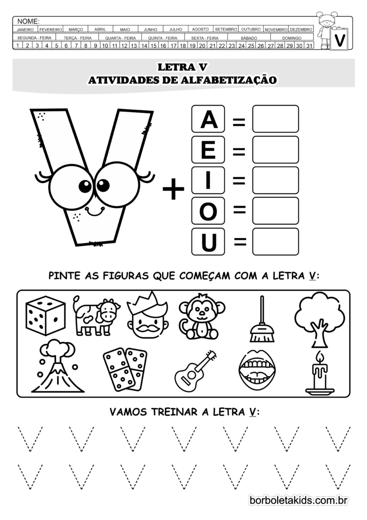 letra v atividades para imprimir