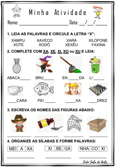 exercícios letra x 1o ano