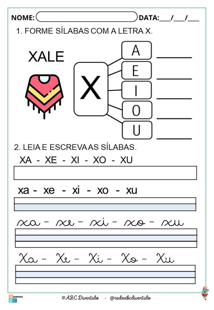 palavras com x para alfabetização