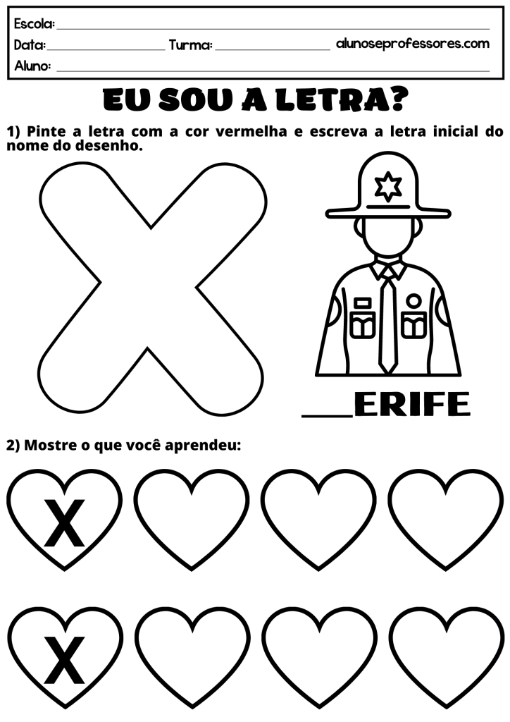 atividades letra x bastão vs cursiva para imprimir