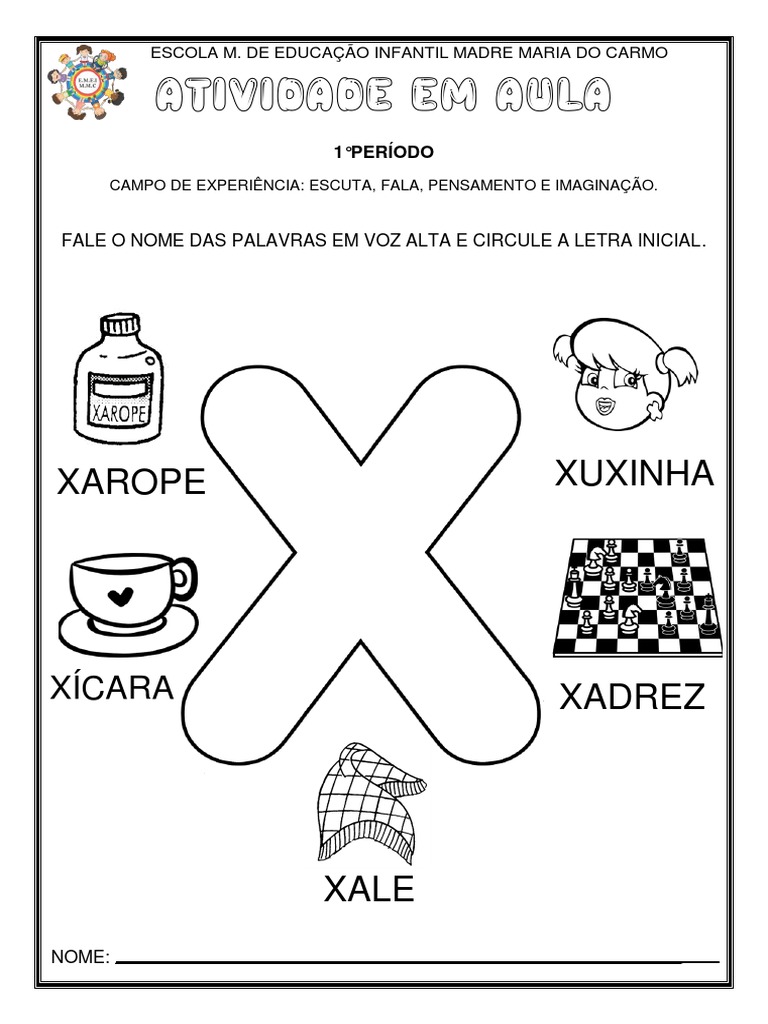 atividades com a letra x para educação infantil para imprimir