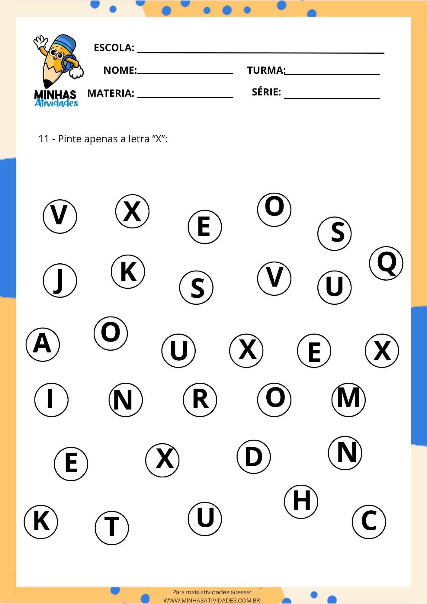 atividades com a letra x para imprimir e colorir