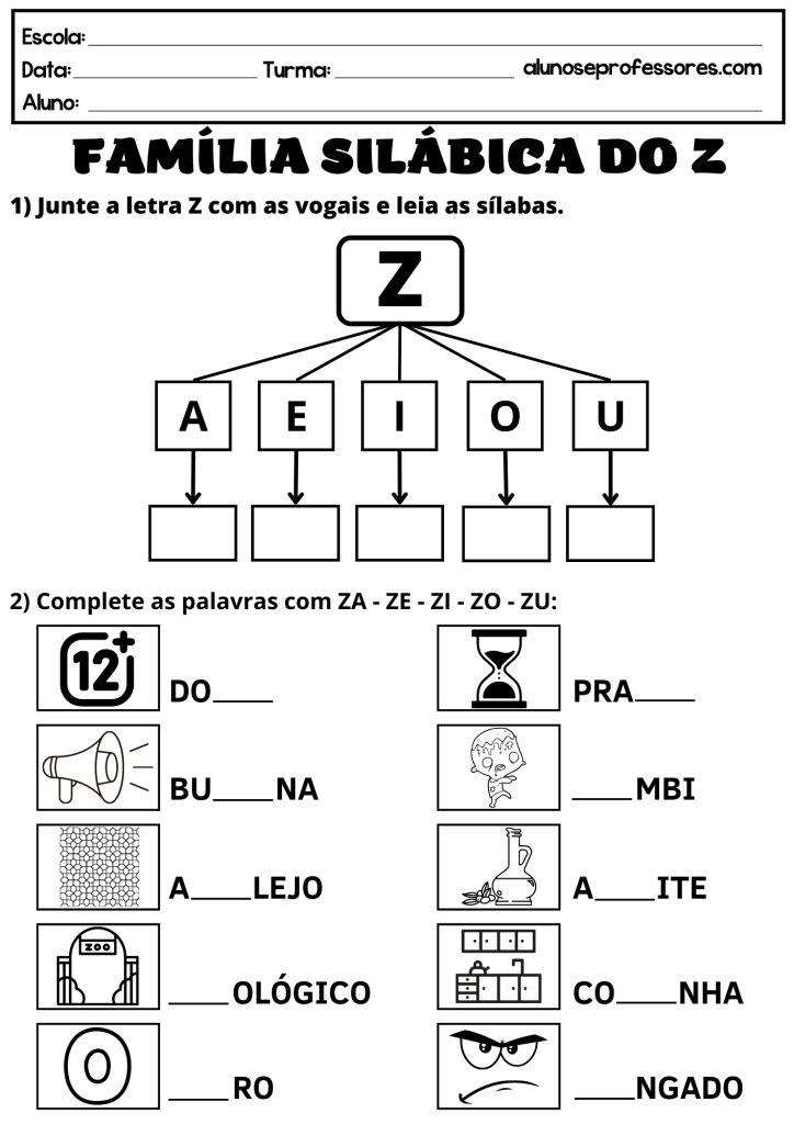 letra z atividades alfabetização 1 ano