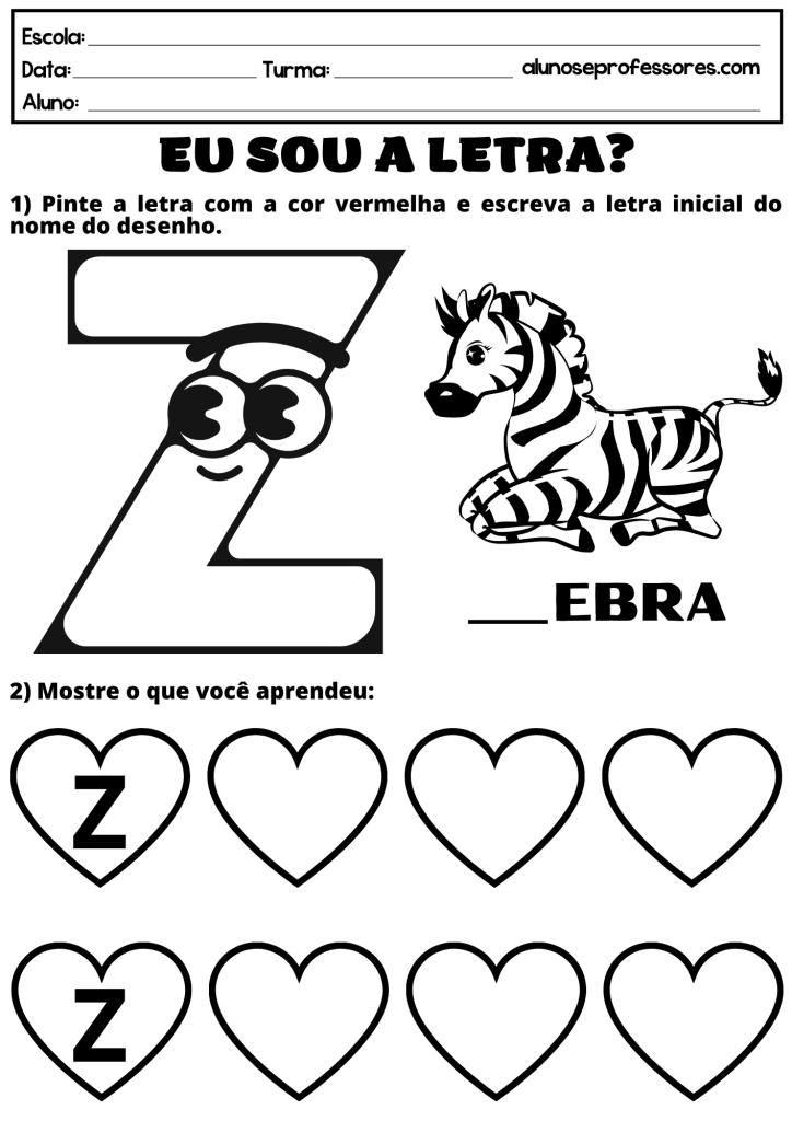 atividades com a letra z para alfabetização