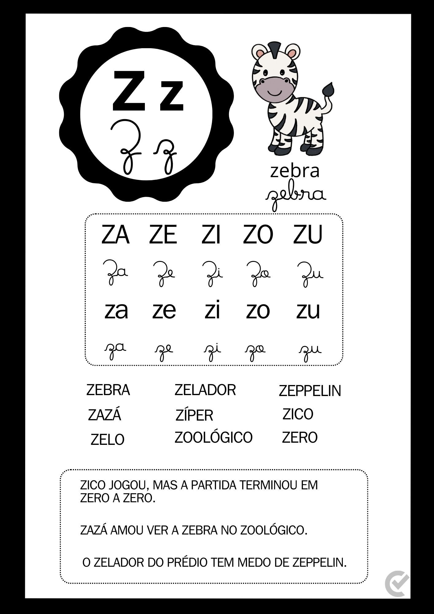 custo de materiais para atividades com a letra z