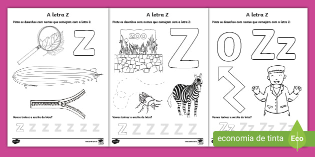 custo de materiais para atividades com a letra z