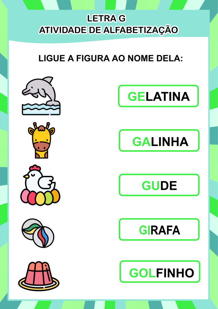 custo de materiais para atividades com a letra G