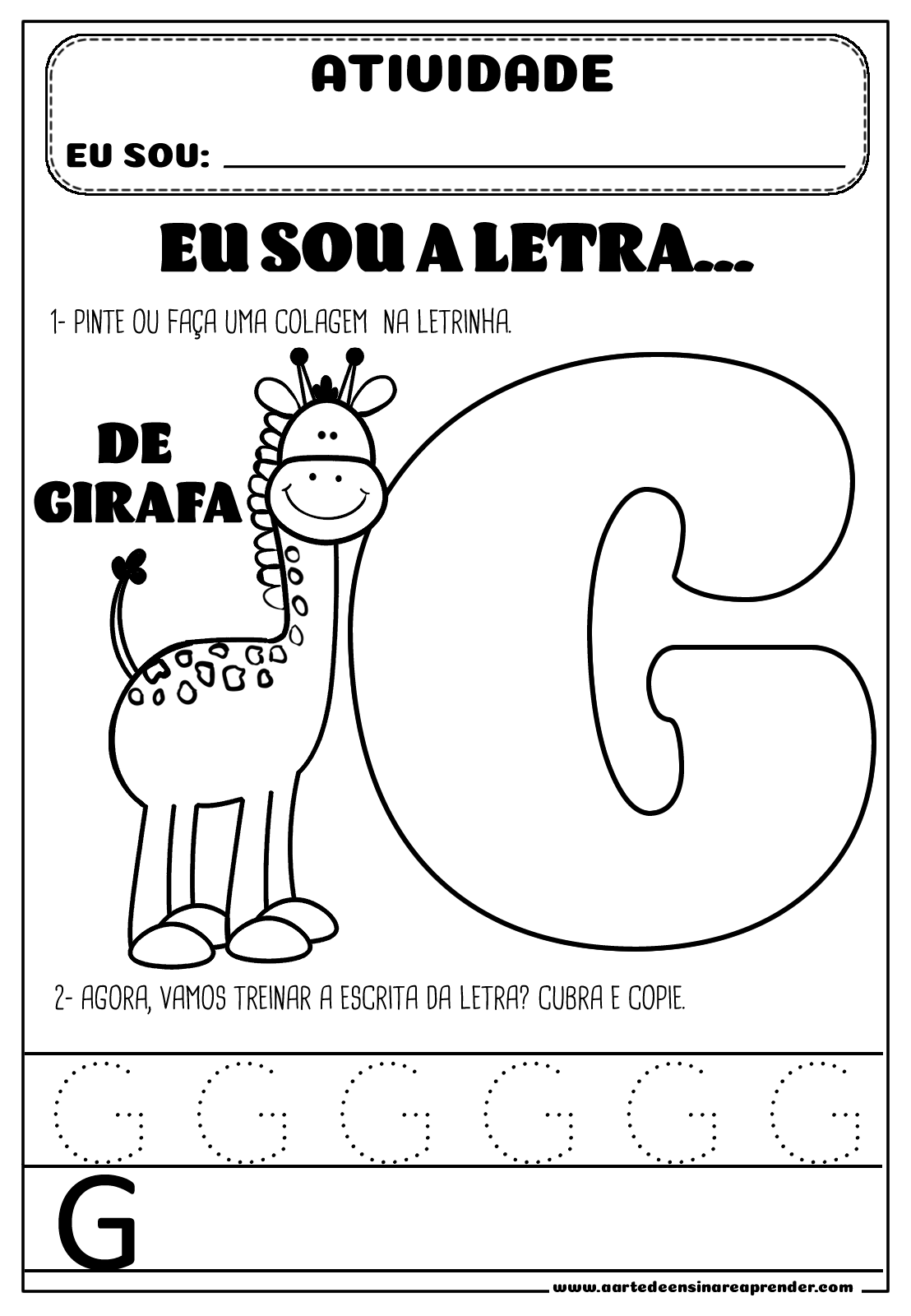 atividades de alfabetização com a letra g