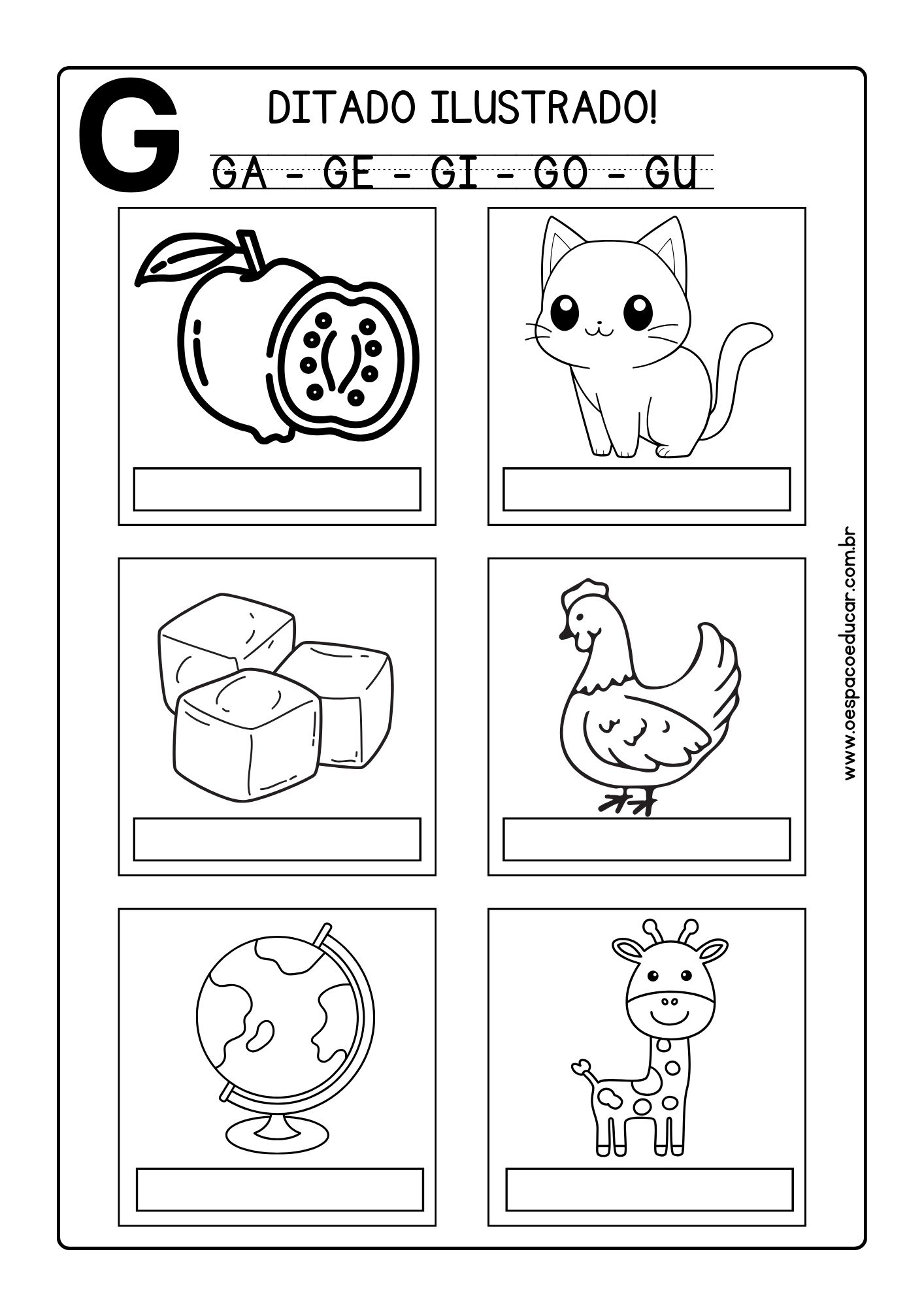 letra G vs letra J: diferenças e atividades comparativas