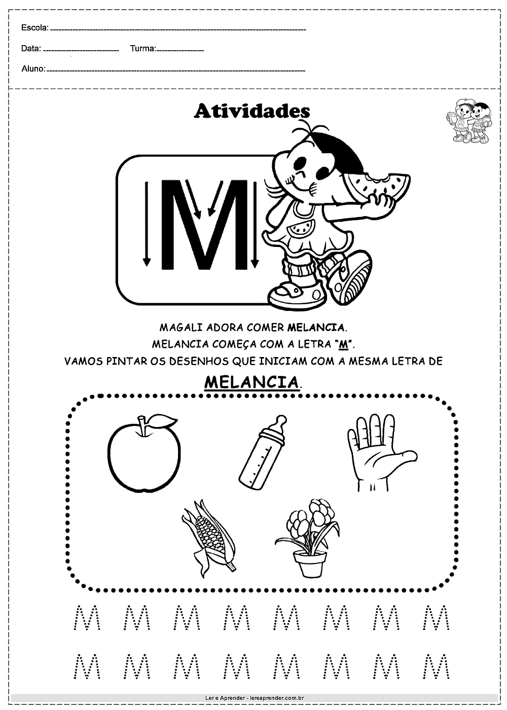 exercícios com a letra m