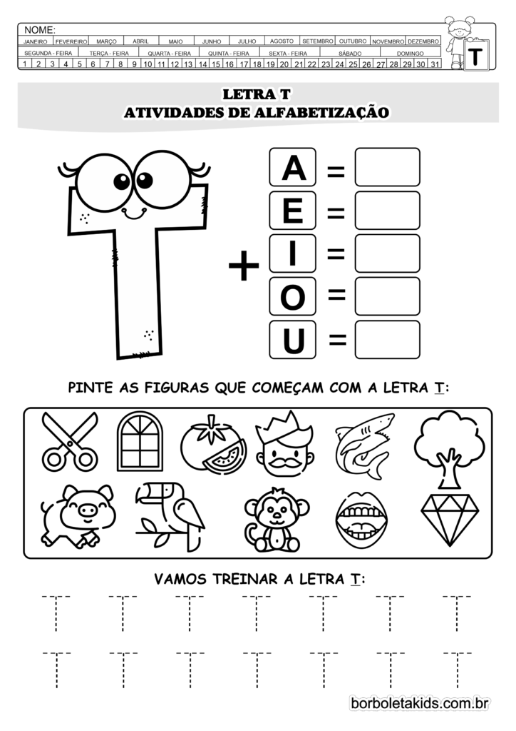 atividades com a letra t para imprimir