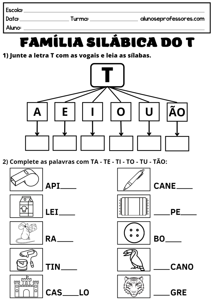 silabas ta te ti to tu atividades