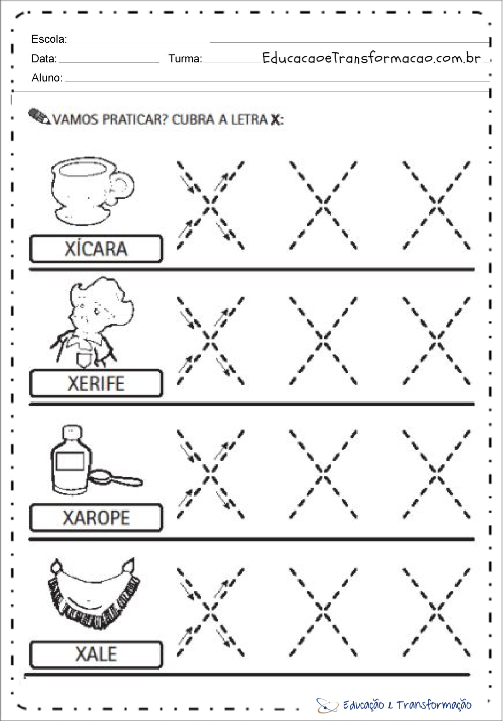 atividades criativas para ensinar a letra X