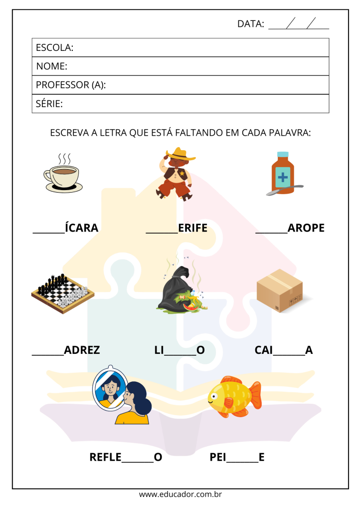 como usar a palavra 'xadrez' na alfabetização