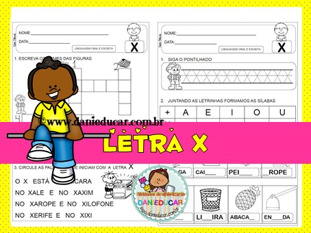 atividades de alfabetização com a letra x