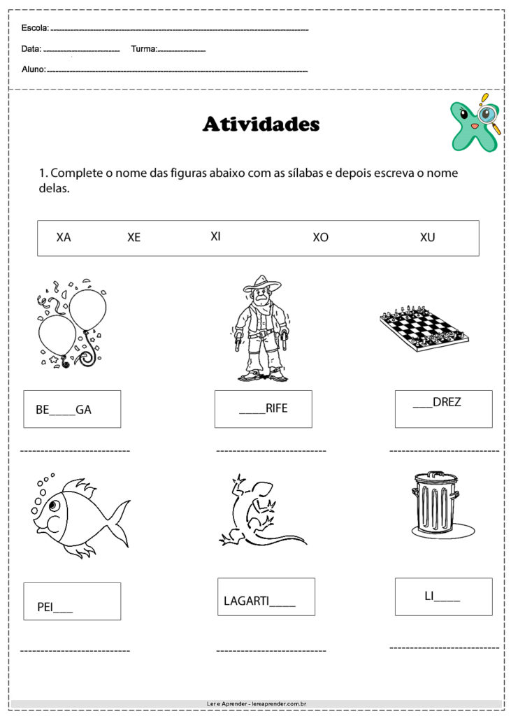 atividades criativas para ensinar a letra X