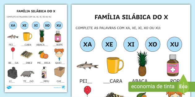 custo de materiais para atividades com a letra X