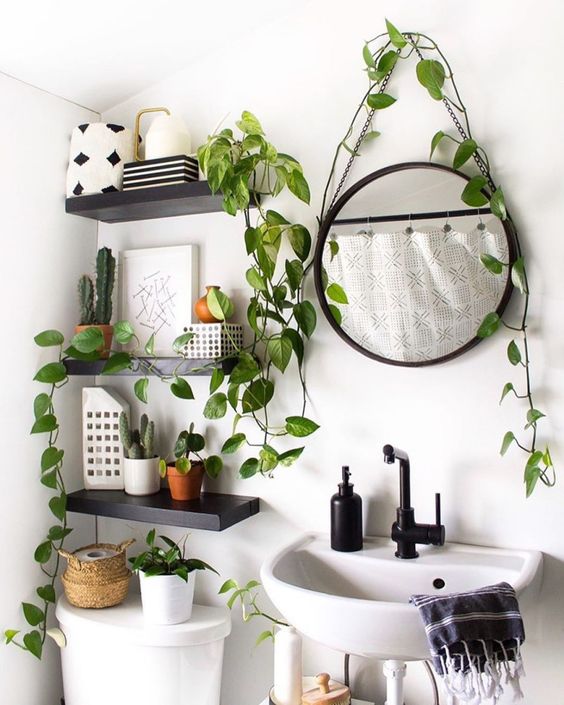 decoração banheiro com plantas