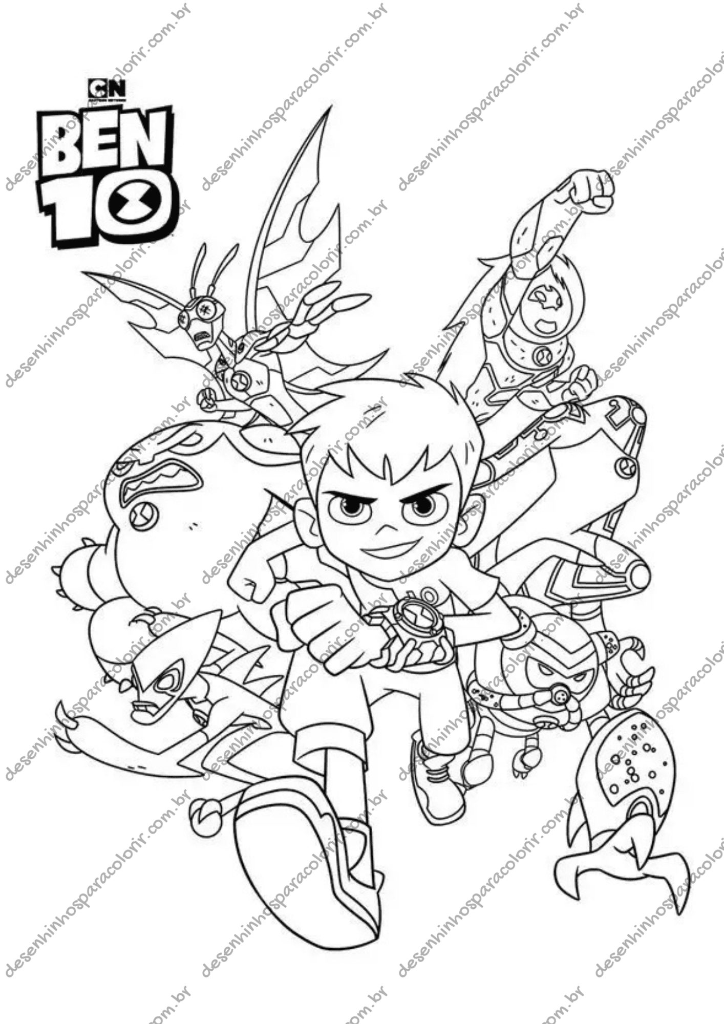alienígenas do ben 10 para colorir
