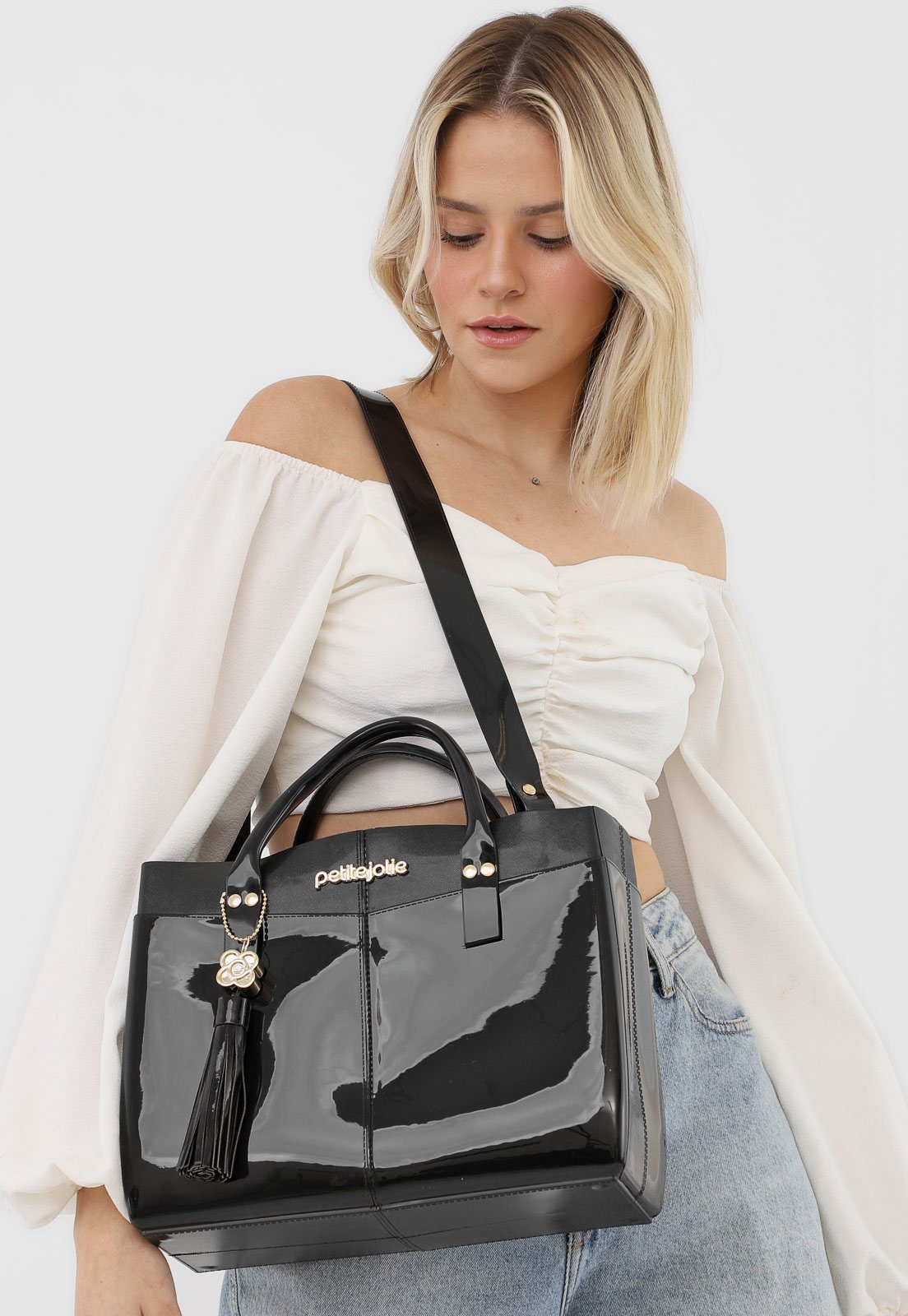 bolsa petite jolie preta fosca