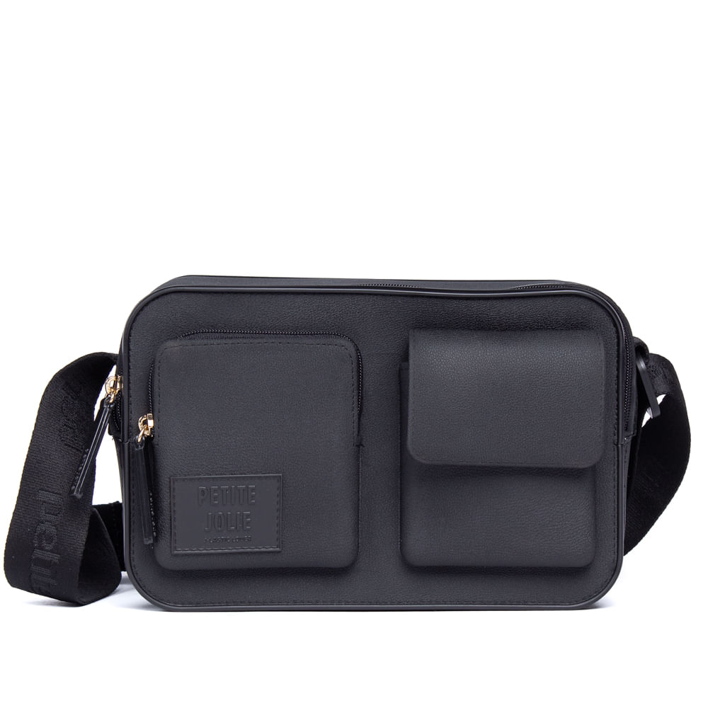 bolsa petite jolie preta com corrente