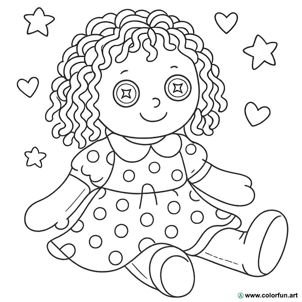 molde boneca de pano para colorir