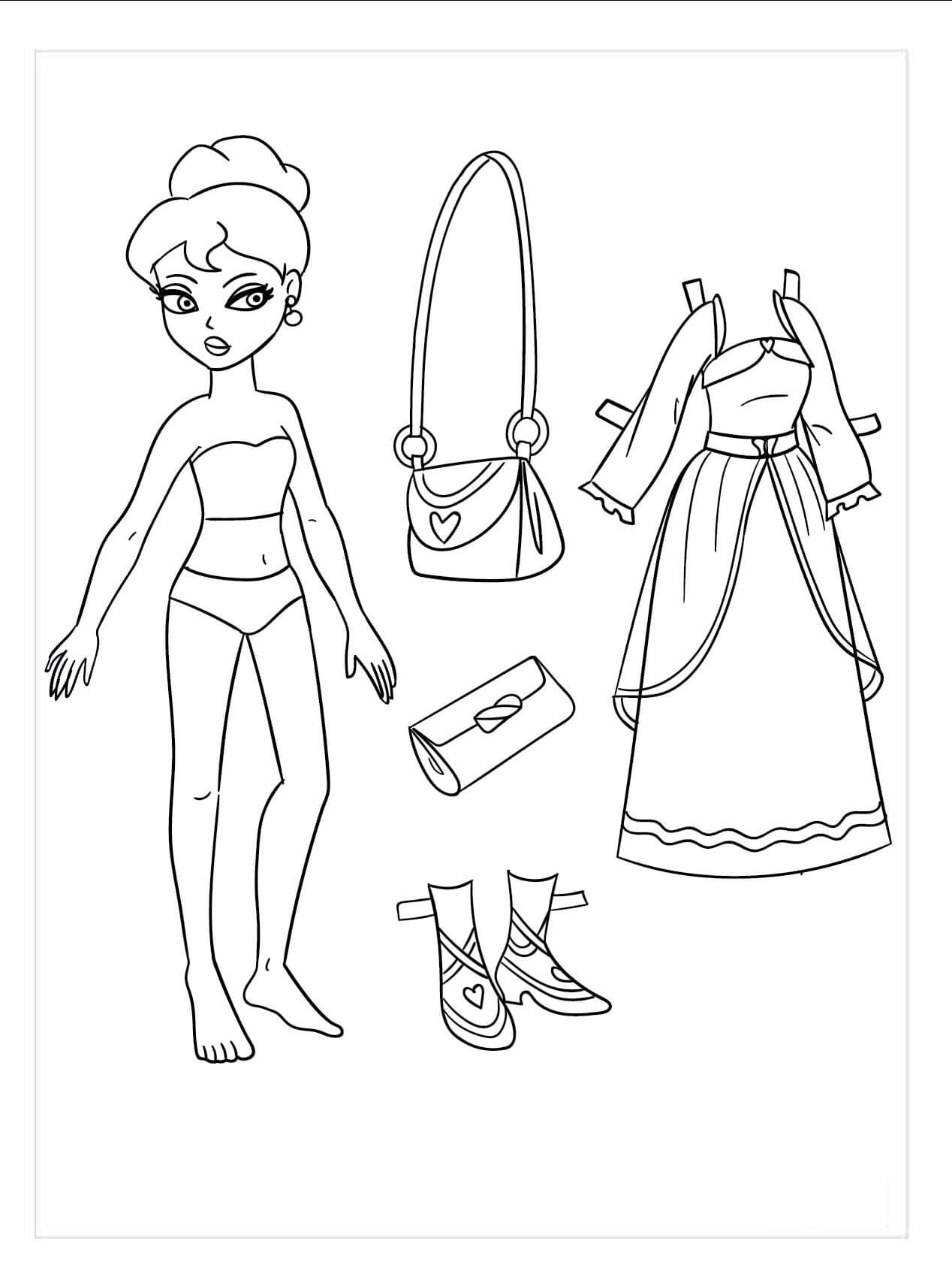 desenho de boneca estilo Kawaii para colorir