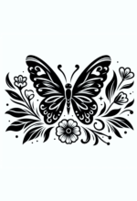 tatuagem borboleta com flores coloridas