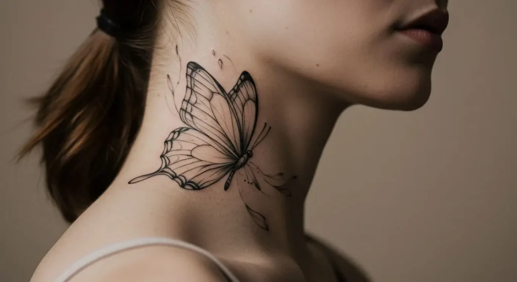 tatuagem borboleta minimalista no tornozelo