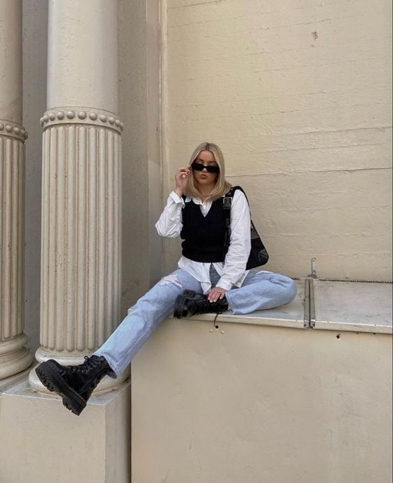 looks com calça de sarja e bota