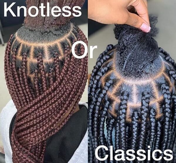 ideias de box braids e knotless braids para 2024