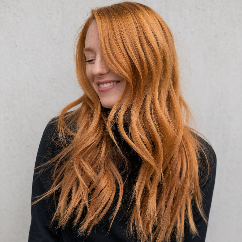 Cabelo acobreado liso