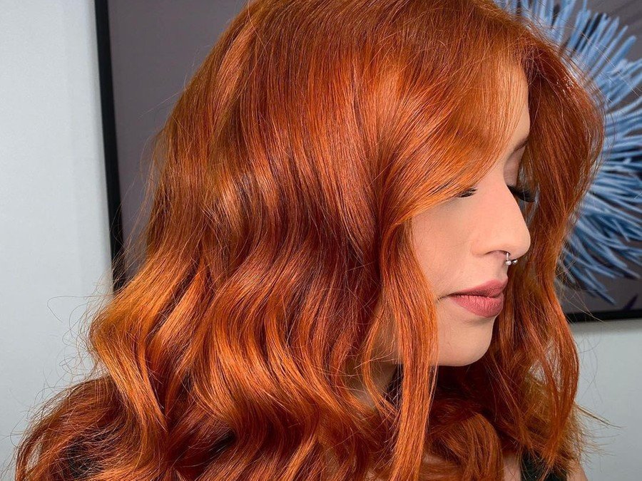 Ruivo acobreado com mechas