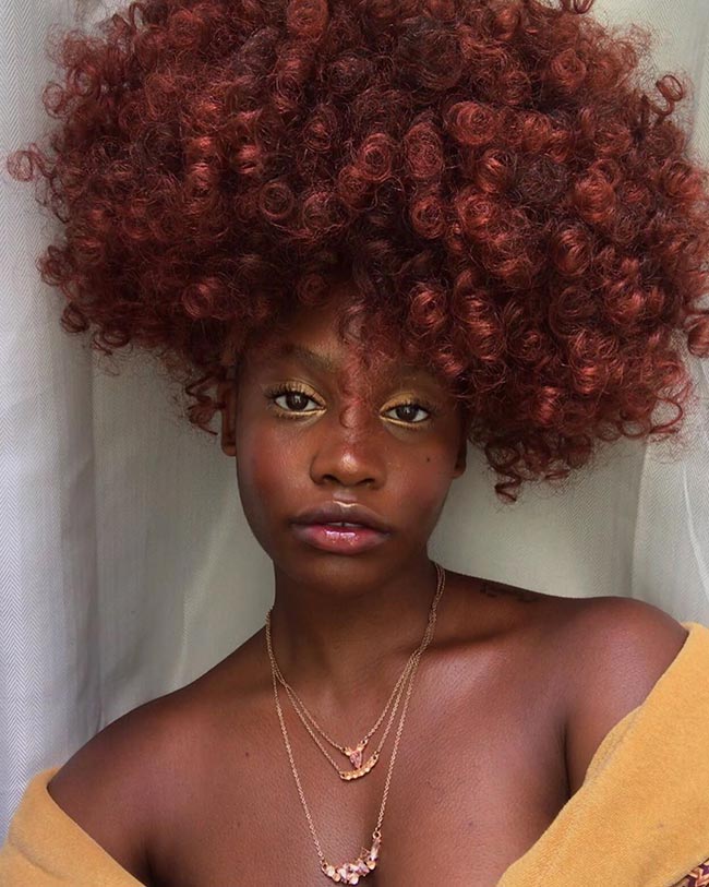 Cabelo Cacheado Ruivo Escuro