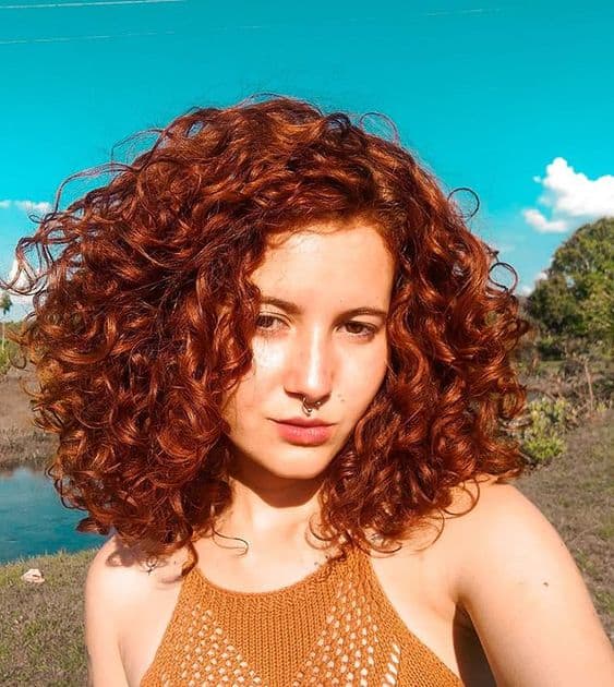 Cabelo Cacheado Ruivo Escuro