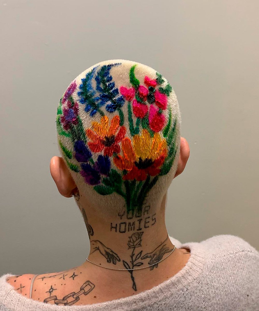 cabelo raspado para rosto redondo