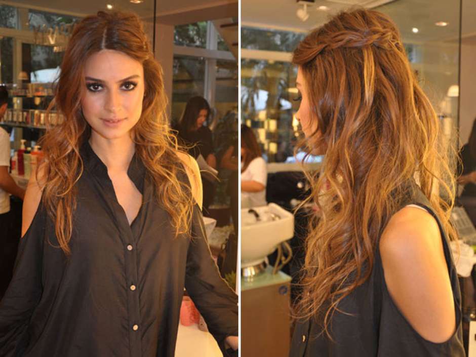 cabelo solto com trança em cima