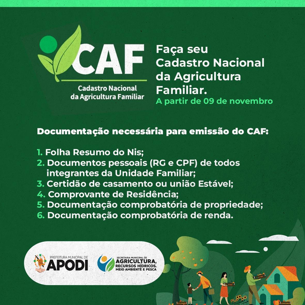 documentos para emitir o CAF