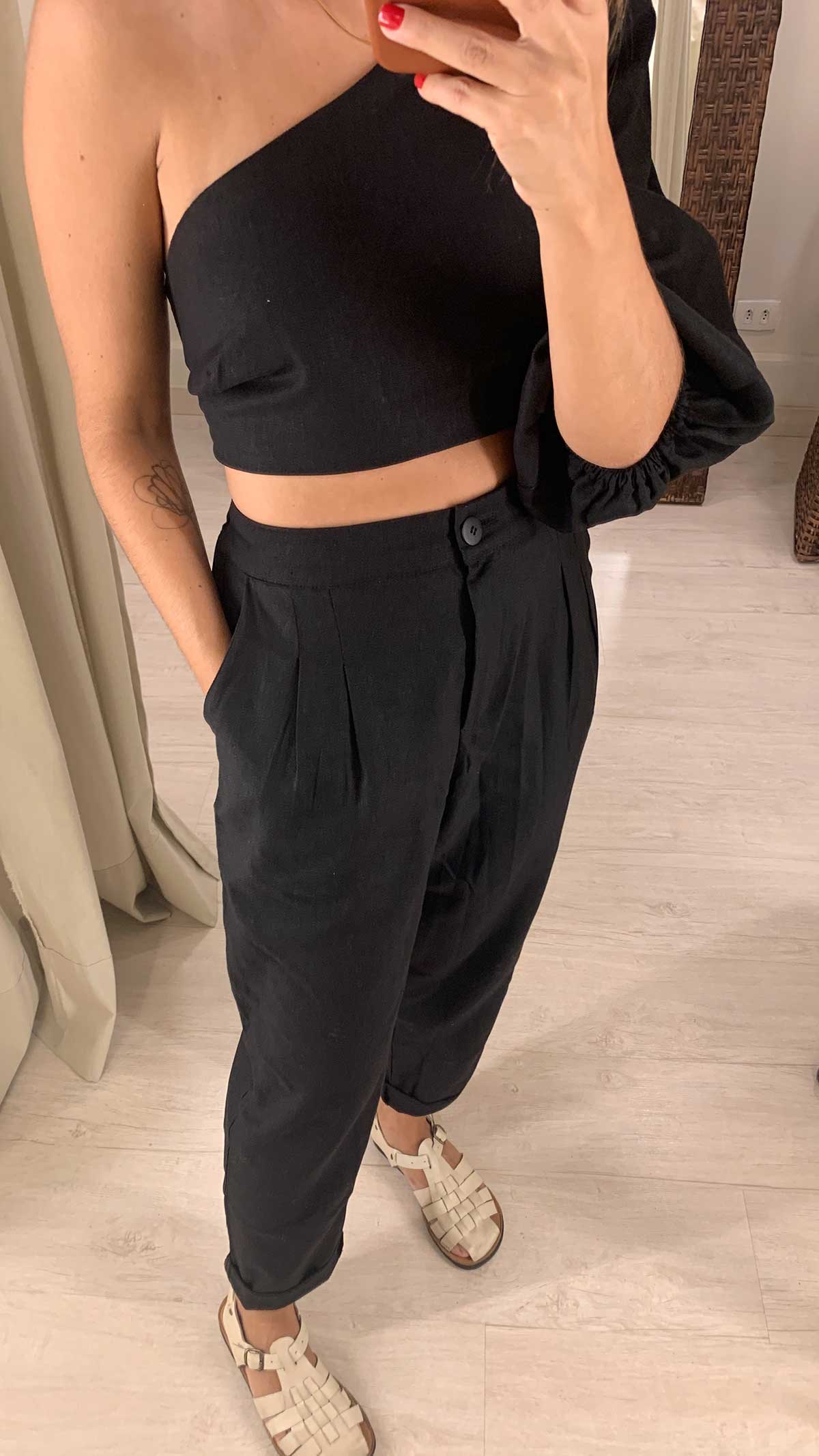 calça jogger linho preta