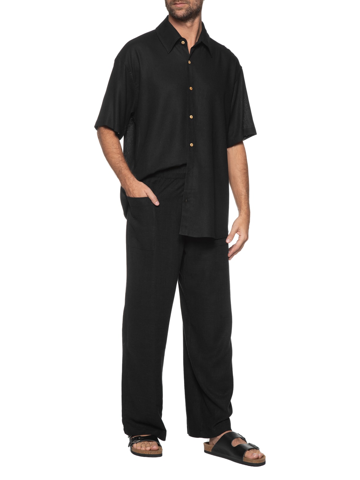 calça de linho preta verão