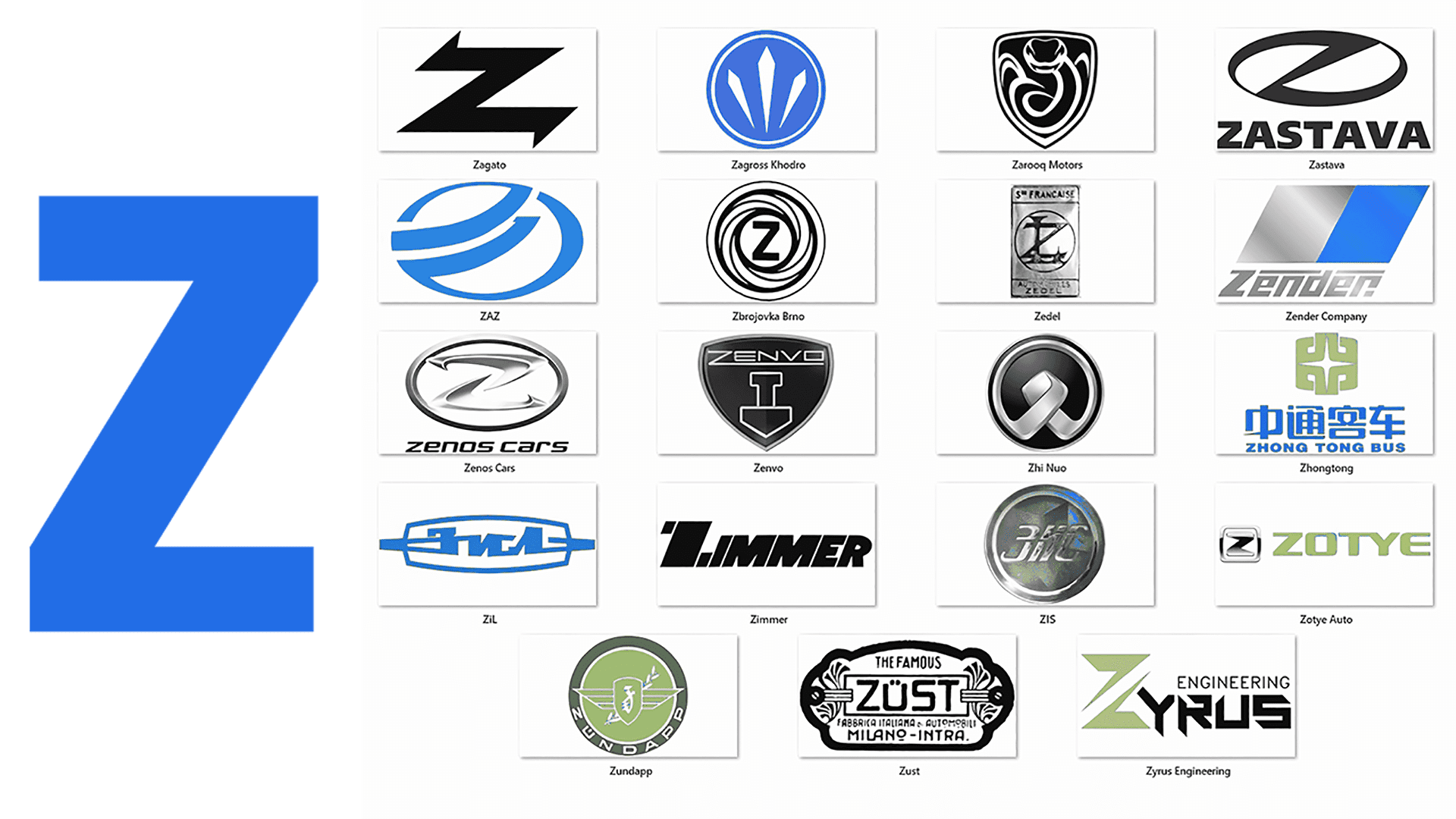 marcas de carros com z