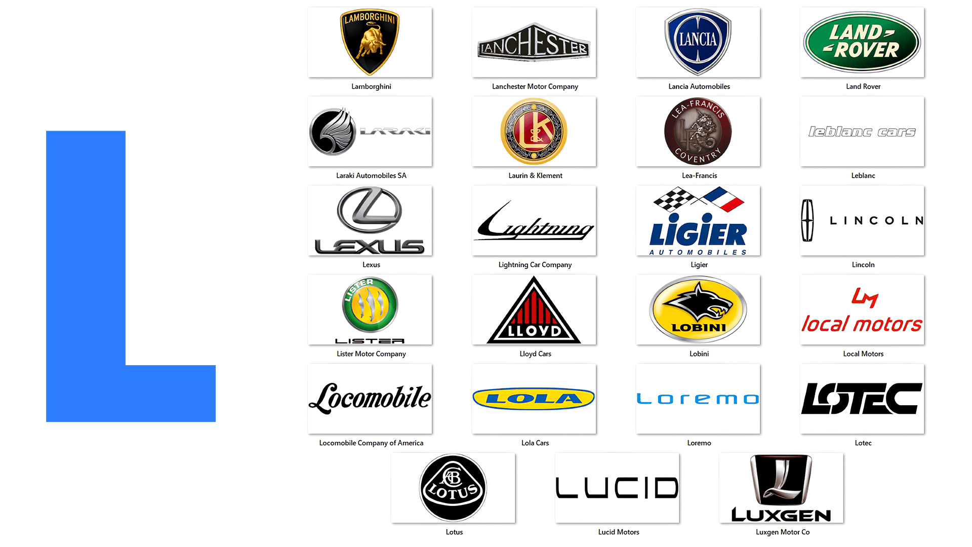 modelos de carros com L