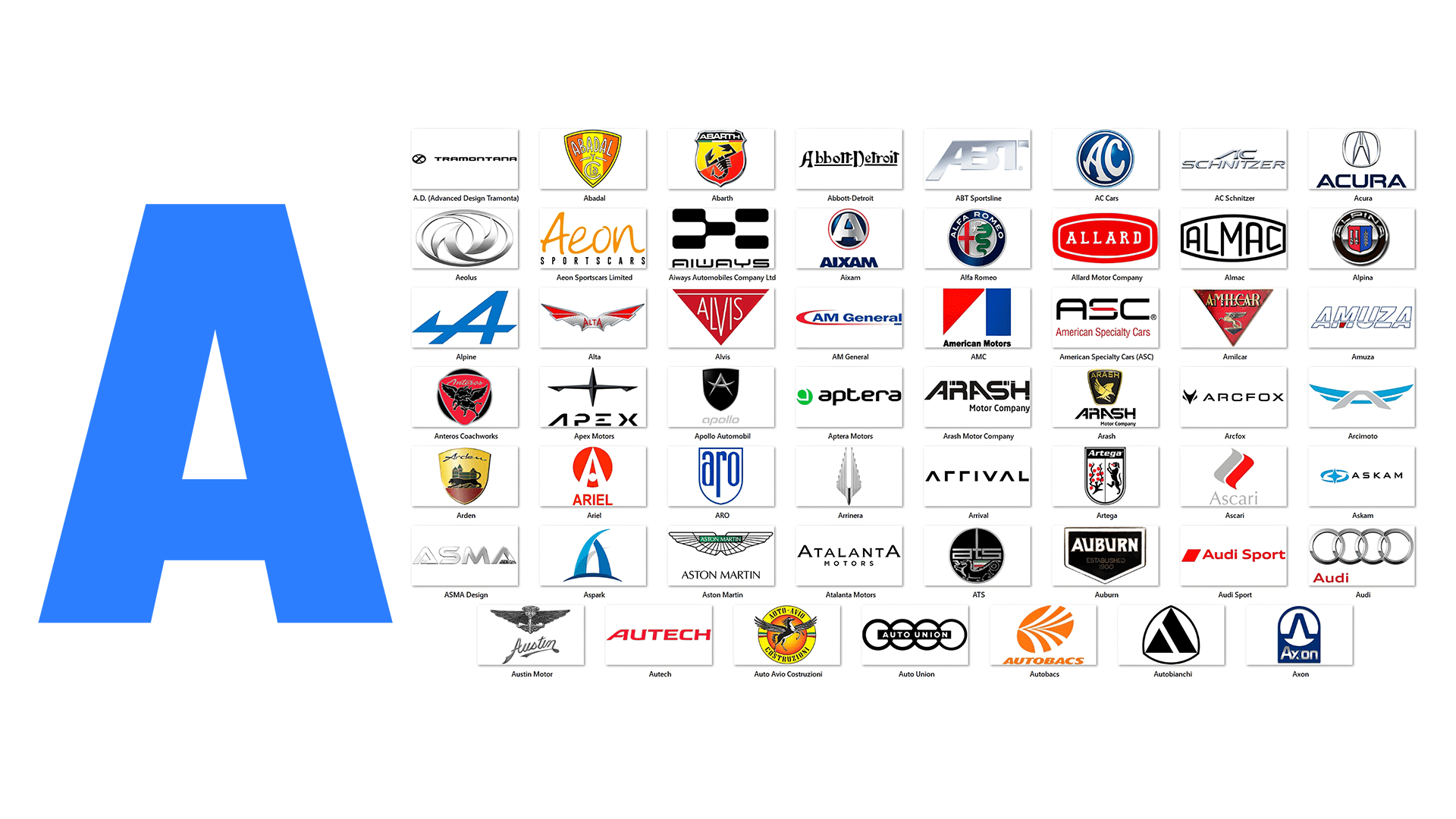 nomes de carros por letra