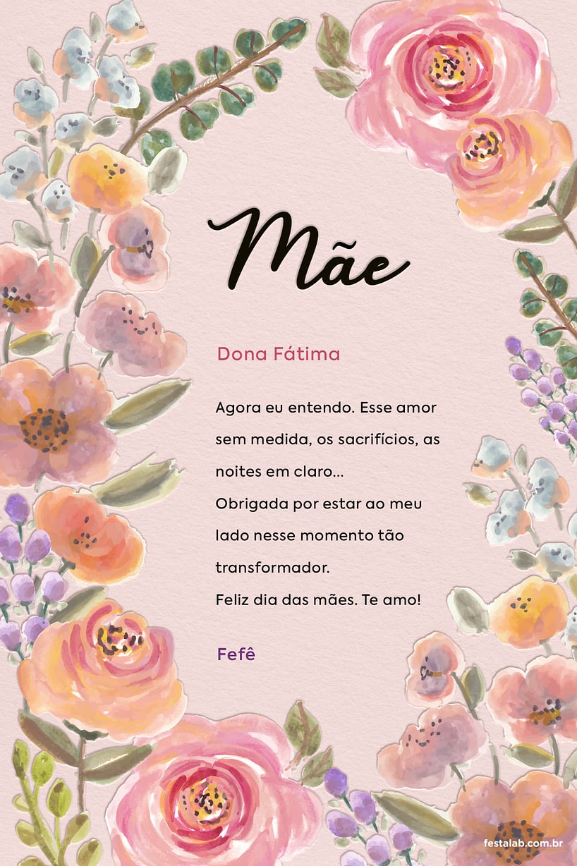 carta para mãe vs cartão digital dia das mães