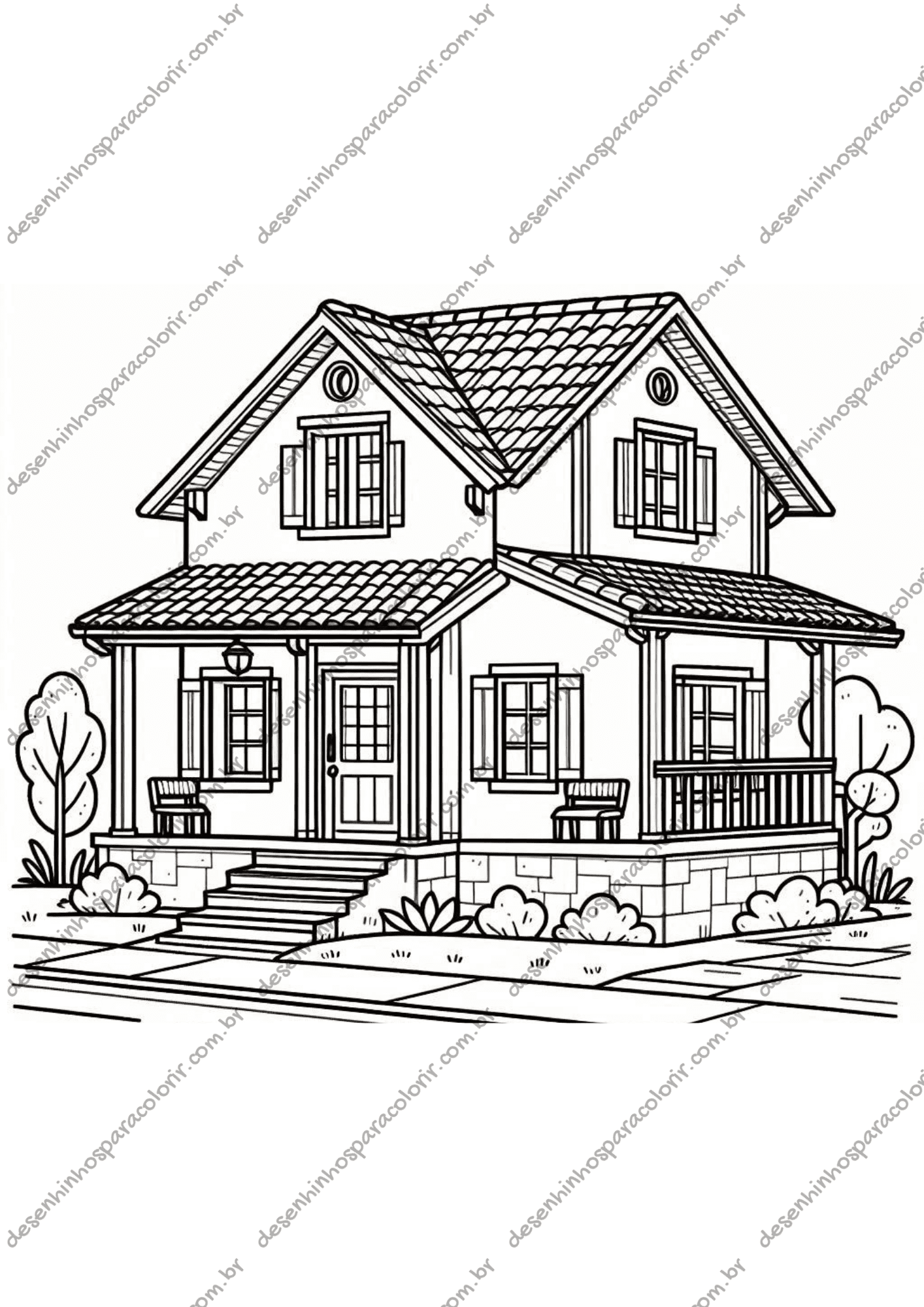casas para colorir realistas