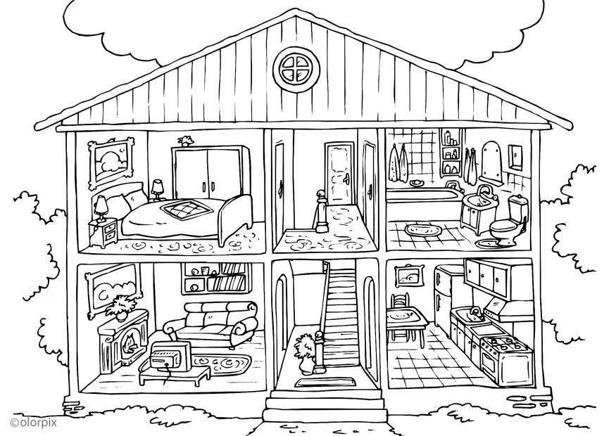 casas para colorir com piscina