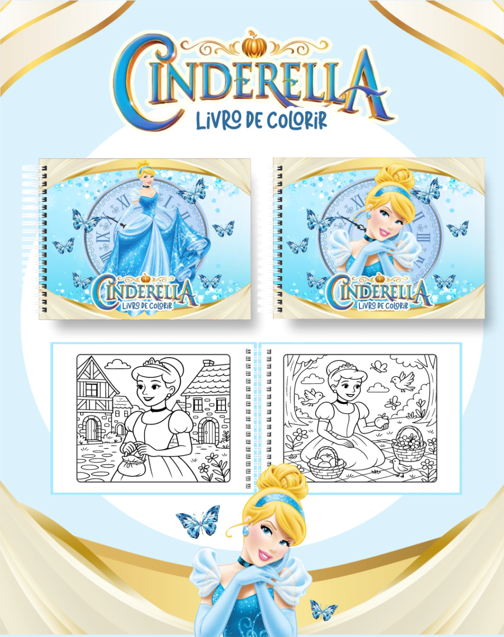 preço livro de colorir cinderela com adesivos