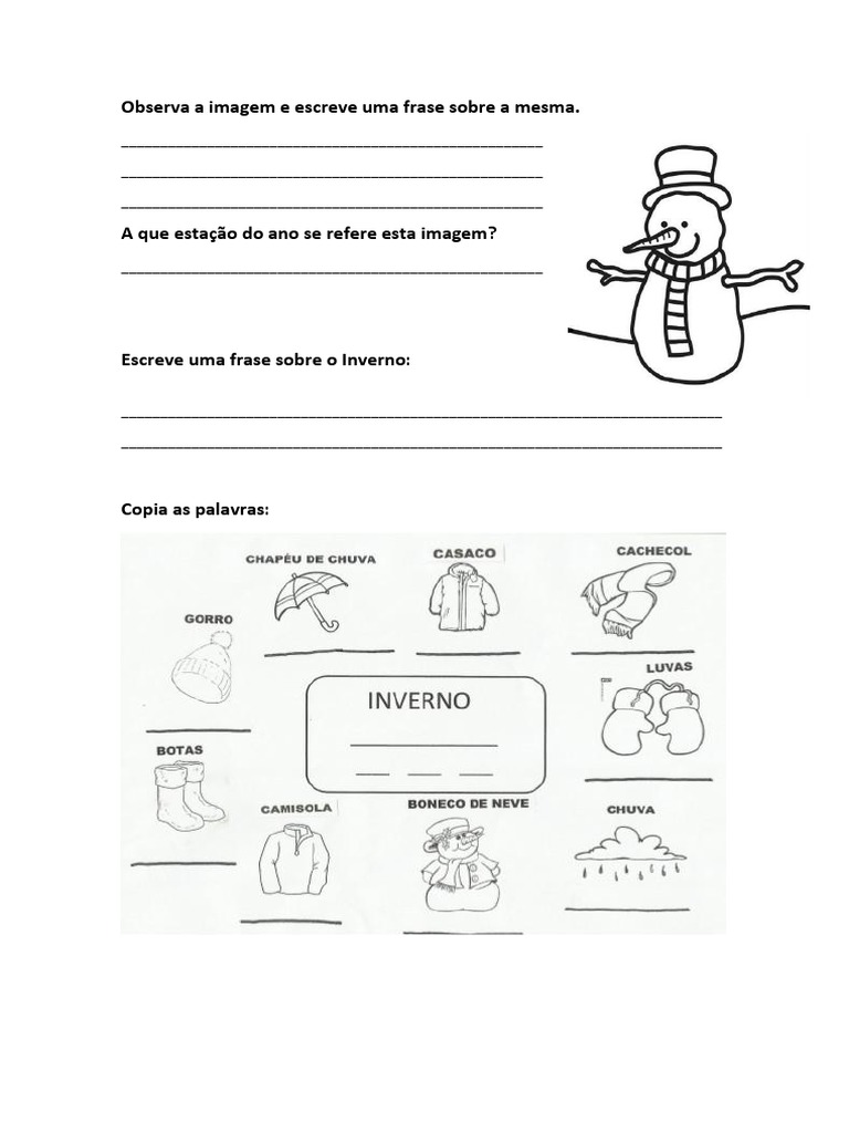 itens de inverno que começam com p