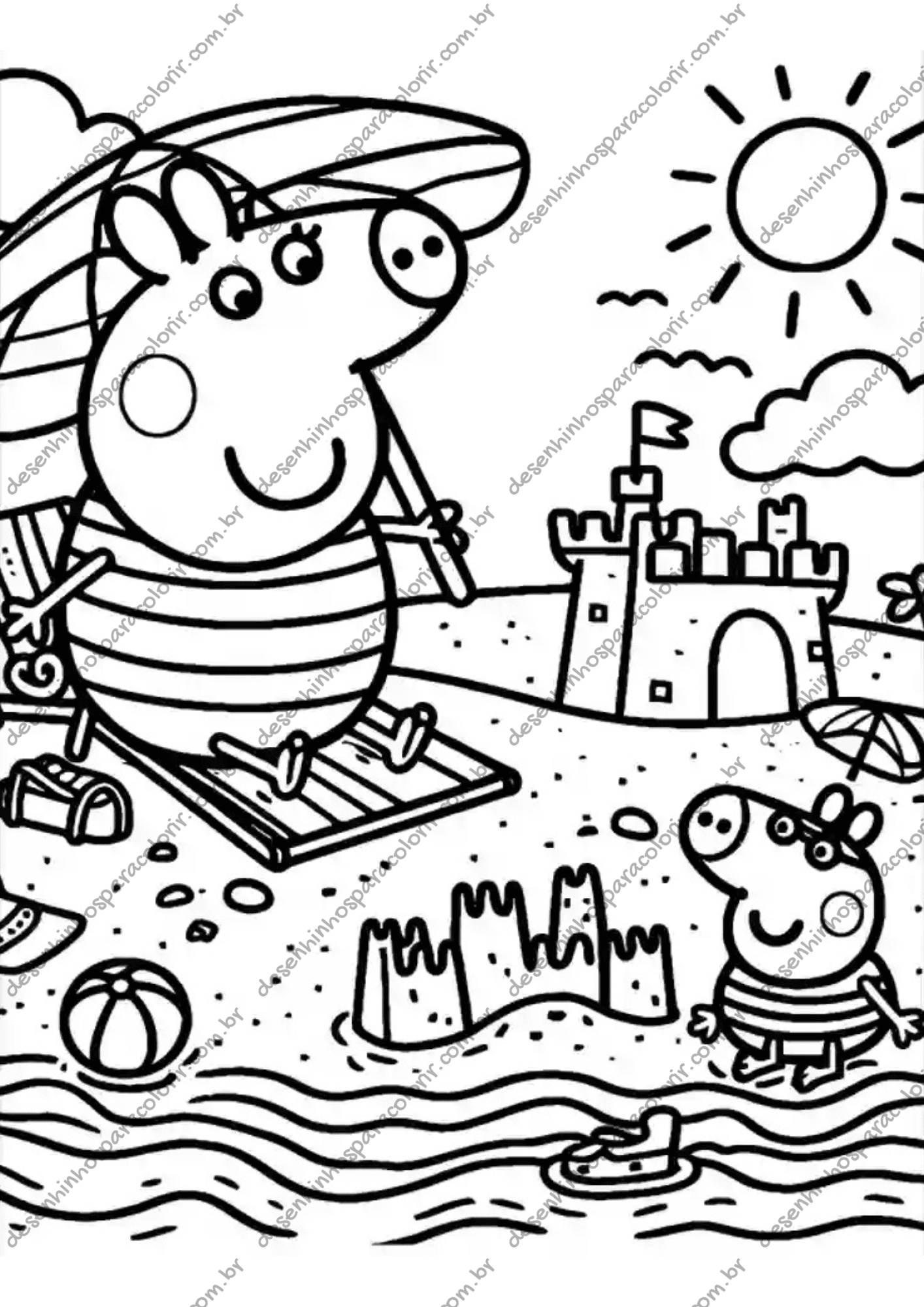 colorir peppa pig e familia